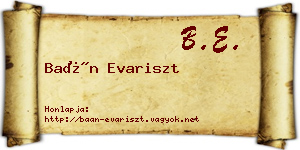 Baán Evariszt névjegykártya